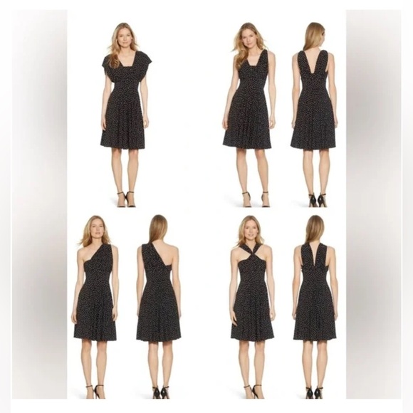 White House Black Market Black and White Polka Dot Genius Convertible Dress - Picture 1 of 12